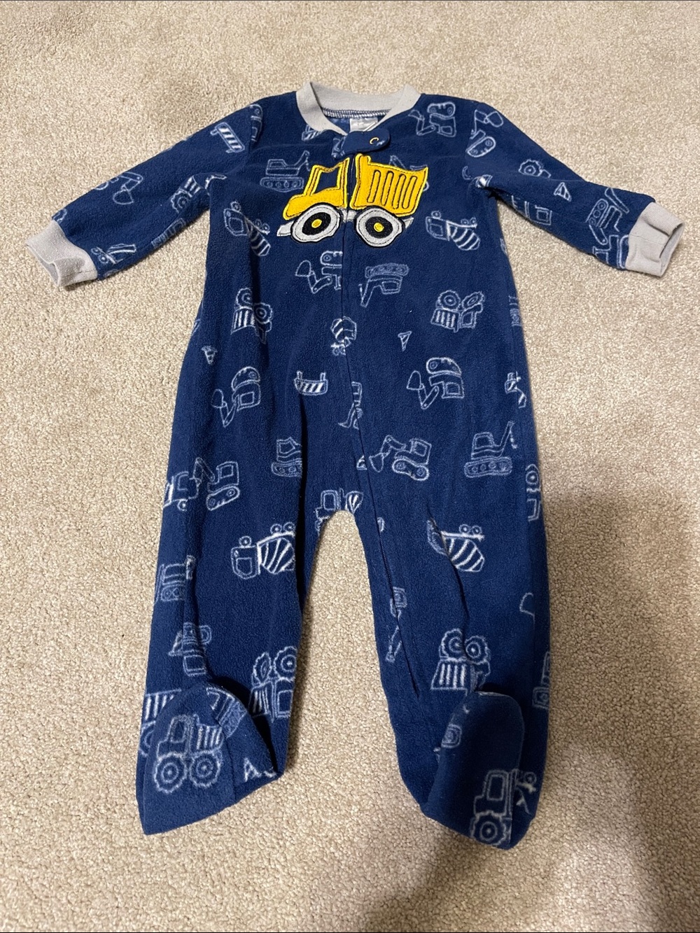 Navy Construction Truck Fleece One-Piece